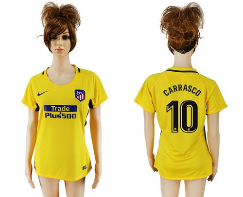 Women's Atletico Madrid #10 Carrasco Away Soccer Club Jersey